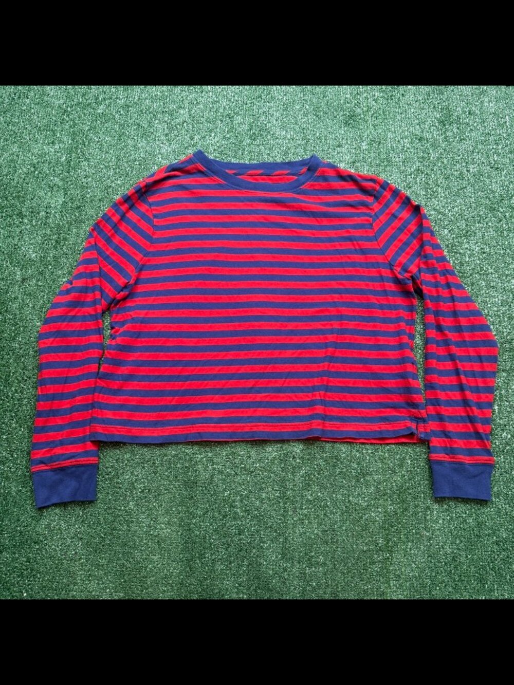 J. Crew Vintage Jersey T Shirt Women's Size L Red Long Sleeve Cropped